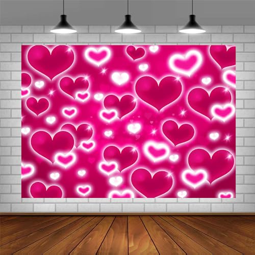 AIBIIN 8x6ft Hot Pink Heart Backdrop - color: Hot Pink, size: 8x6ft