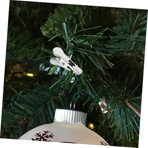 100pcs Christmas Decoration Clip Tree Ornament Hooks Clip Ornaments Christmas Ball Ornament Clips Hanging Clips for Christmas Tree Christmas Bauble Hangers Wreath Clips Silver Iron