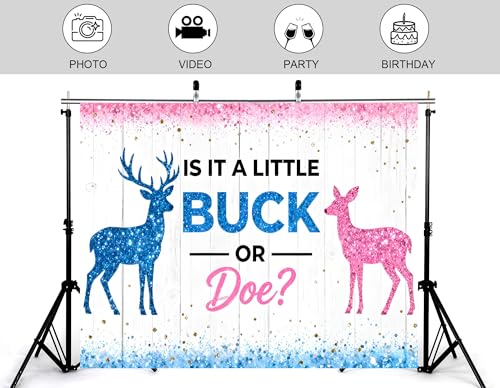 6x4ft Buck or Doe Gender Reveal Backdrop Neutral Tone Wood Photography Background Balloon Arch Setup Banner Photo Studio Props - size: 6x4ft