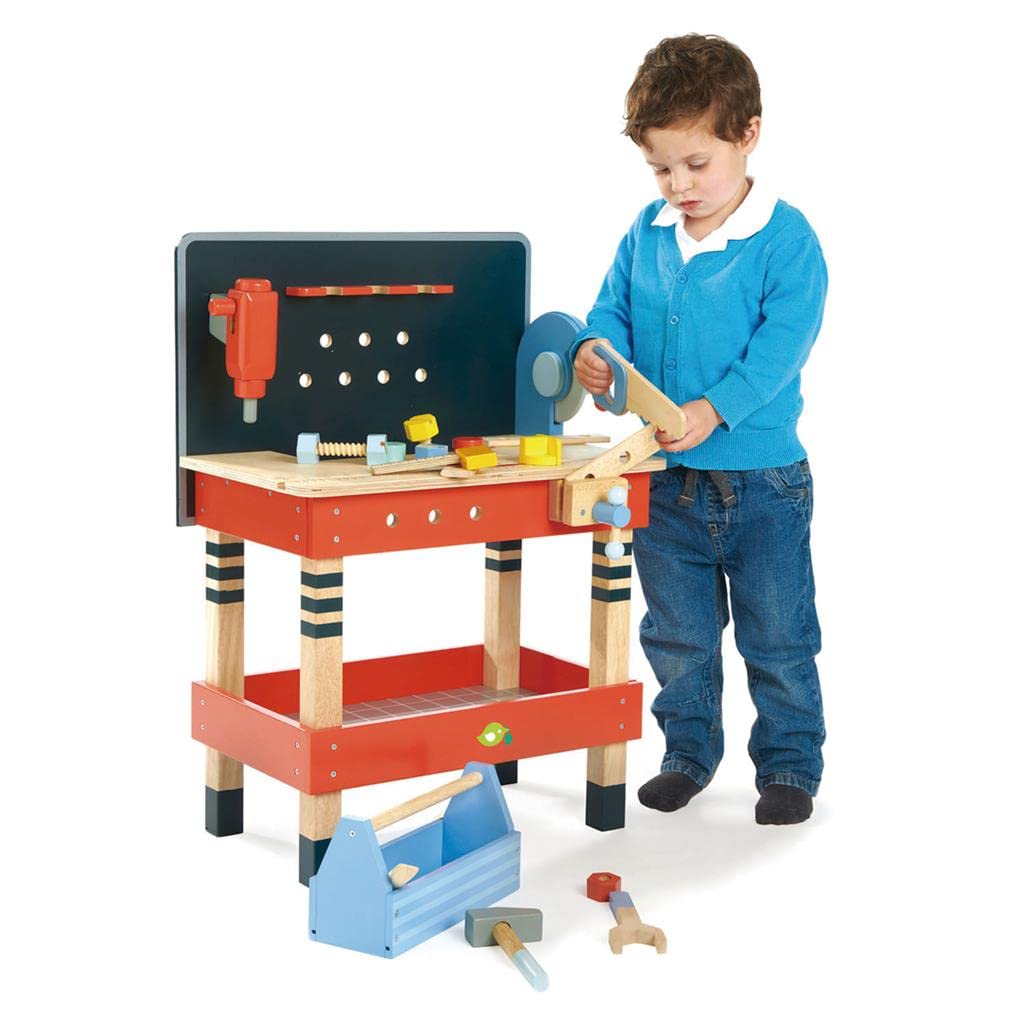 Tender Leaf Toys - Tender Leaf Tool Bench - 18 Pieces Pretend Play Construction Tool Set Made with Premium Materials and Craftsmanship - Creates Interest in DIY and Creative Role Play for Children 3+