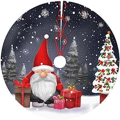 Christmas Gnome Christmas Trees Skirts 36", Xmas Gifts Candle Xmas Tree Cloth Mats for Holiday Party Decor Gift, Festival, Home Decoration