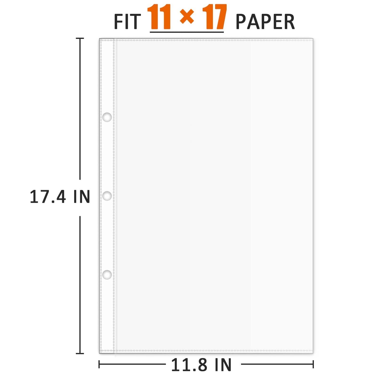 Page Protector for 11x17 Paper, 50 Pack, Tabloid Size Sheet Protectors, 11x17 Binder Sleeves