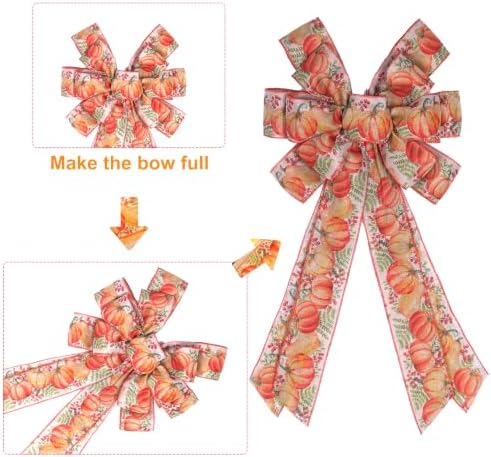 2 PCS Large Fall Bows for Wreath Fall Tree Topper Bow