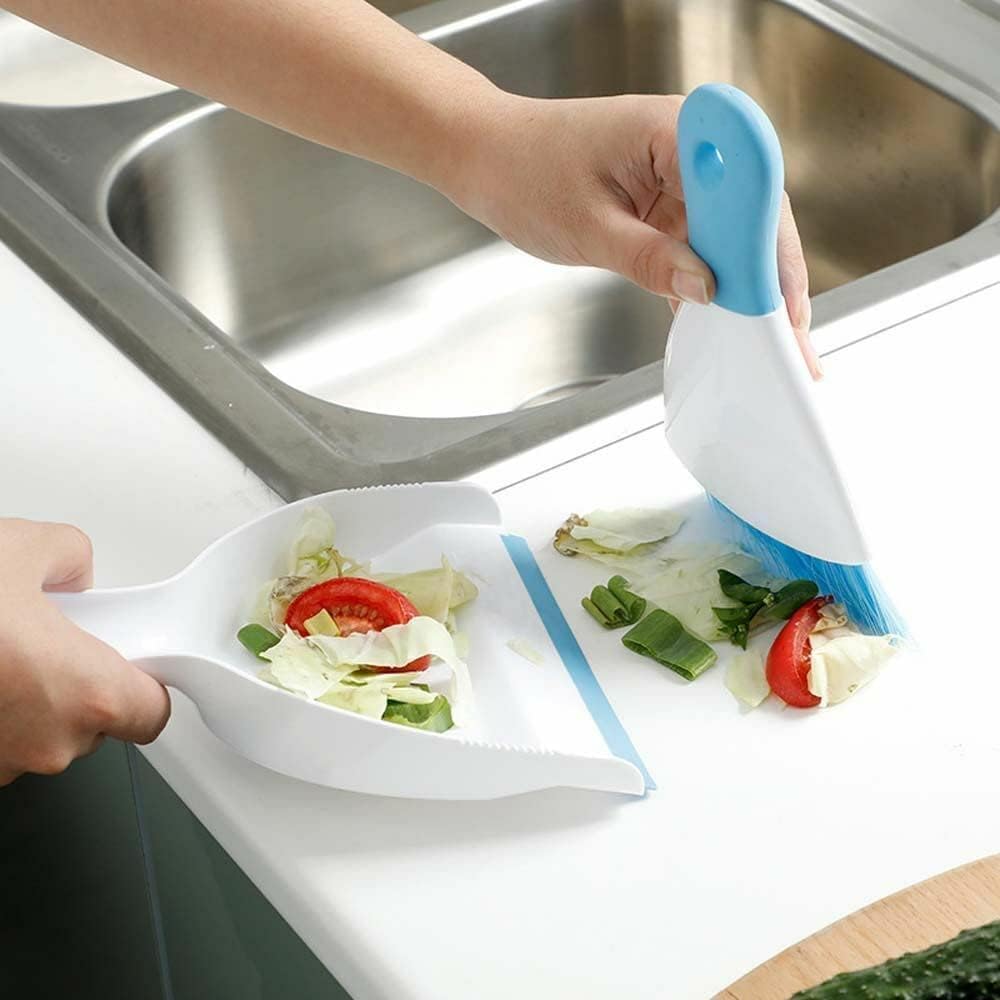 Dust pan Broom Brush Dustpan Small Broom and Dustpan Set（Light Blue (2 Count)