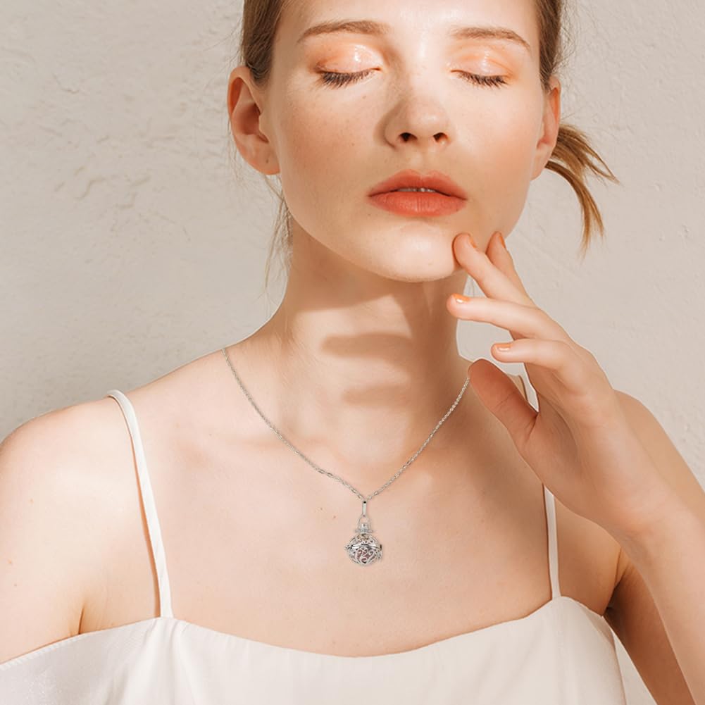 SUPERFINDINGS 2 Styles Aromatherapy Necklace Essential Oils Diffuser Locket Pendant with 12pcs Lava Rock Aromatherapy Pendant Diffuser Necklace Locket Necklaces Essential Oil Jewelry Gift