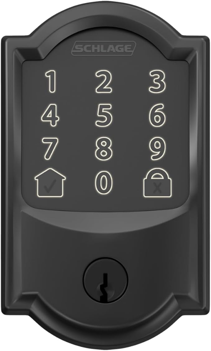 Schlage Encode Smart WiFi Deadbolt Lock for Front Door - Keyless Entry with App or Touchscreen - Works with Alexa, Hey Google, & Airbnb - Create Codes for Guests - Matte Black