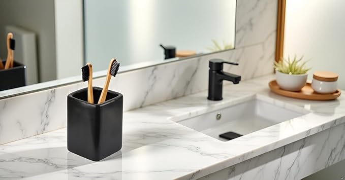 Black Toothbrush Toothpaste Holders Organizer Bathroom Accessories Storage Toothbrush Cup Stand Vanity Organizer