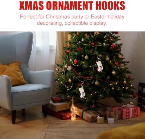 Veemoon 10pcs Christmas Ornament Hangers Hooks for Christmas Tree Decorations Iron and PVC Material Easy Installation with Multi-Functional Design for Party and Window Hanging