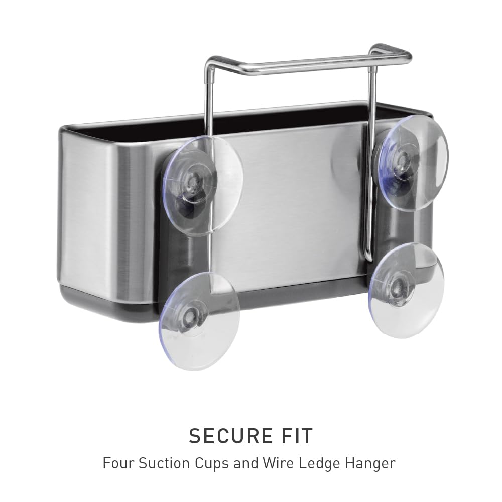 simplehuman Slim Sink Caddy Sponge Holder, Brushed Stainless Steel, Silver