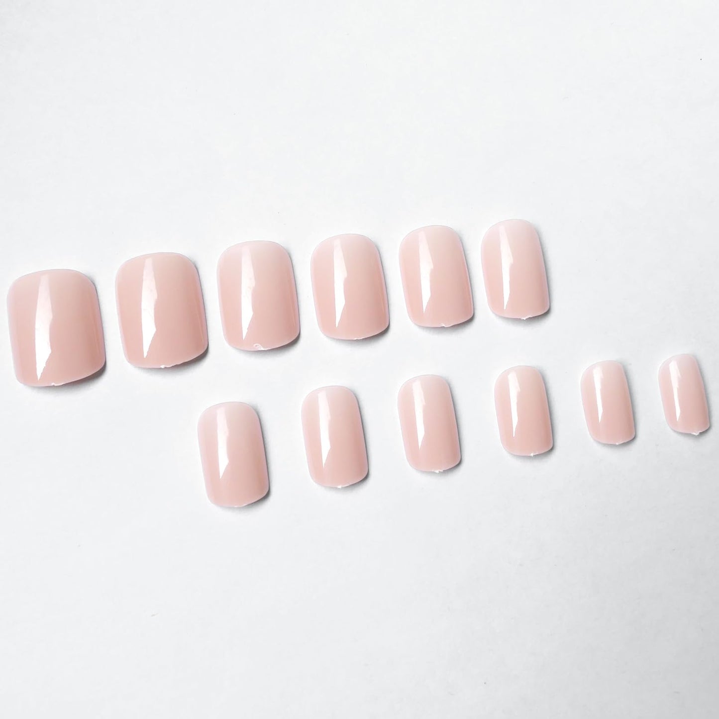 LuckForever Short Press on Nails 240pc Glossy Lotus Pink Press on Nails Short Square Round Fake Nails Full Cover 10 Sheets Nail Adhesive Tabs,Small Wooden Sticks and Nail Files False Nails for Women