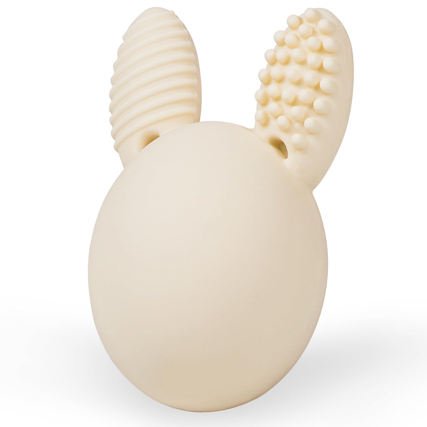 Bunny Eggy Teether Baby Teething Toy Rabbit Egg Rattle Toy Teething Pain Relief for Babies Boys Girls - Cream