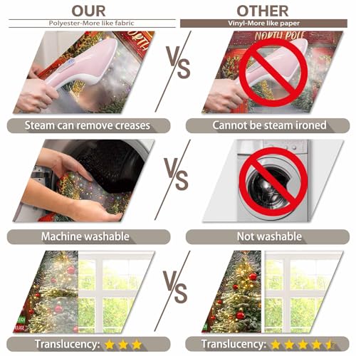 8x6ft Fabric Christmas Backdrop Winter Forest Wooden Barn Door North Pole Snowy Xmas Tree Photography Background Family Holiday Party Decor Photo Props - size: 8'x6'