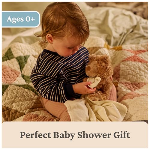 GUND Baby Philbin Plush Lovey, Teddy Bear with Baby Blanket, Stuffed Animal Sensory Toy, Brown, 14”