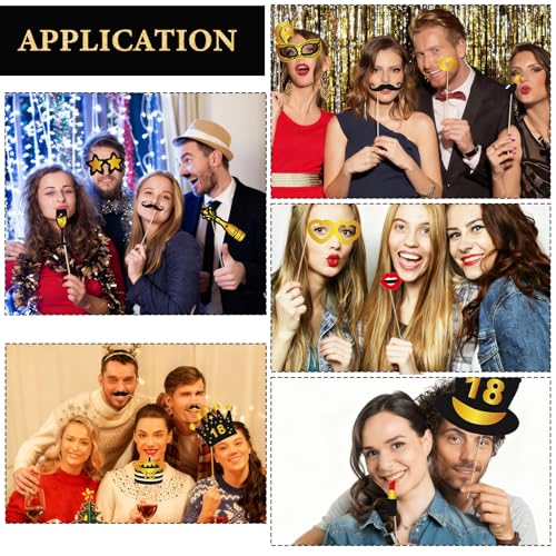 18th Birthday Photo Booth Props, Black Gold Inflatable Photo Booth Frame, 30PCS Photo Booth Props for Party Selfie Party Decorations and Gifts - size: 18th Birthday Inflatable Frame