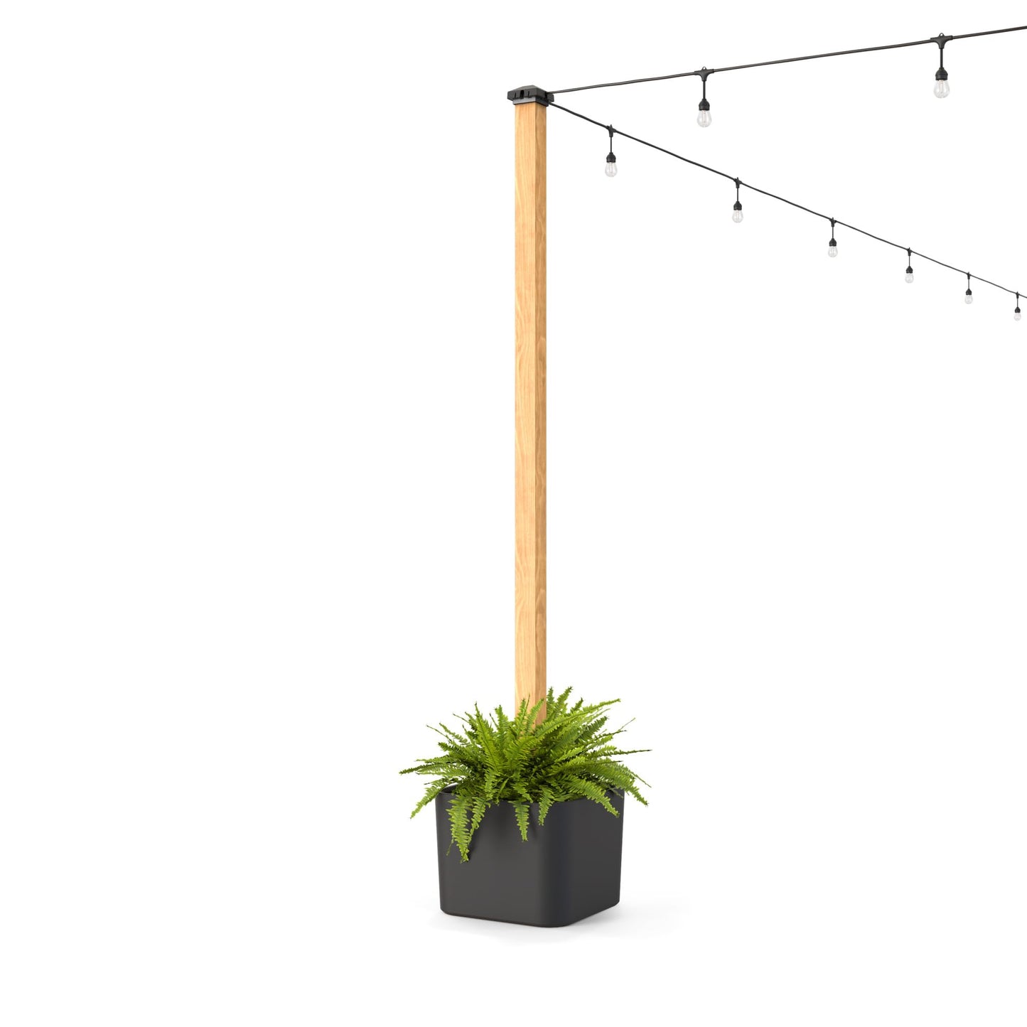 Step2 Firefly String Light Pole Stand with Planter, 2pk, Outdoor Hanging Lights Solution, Black