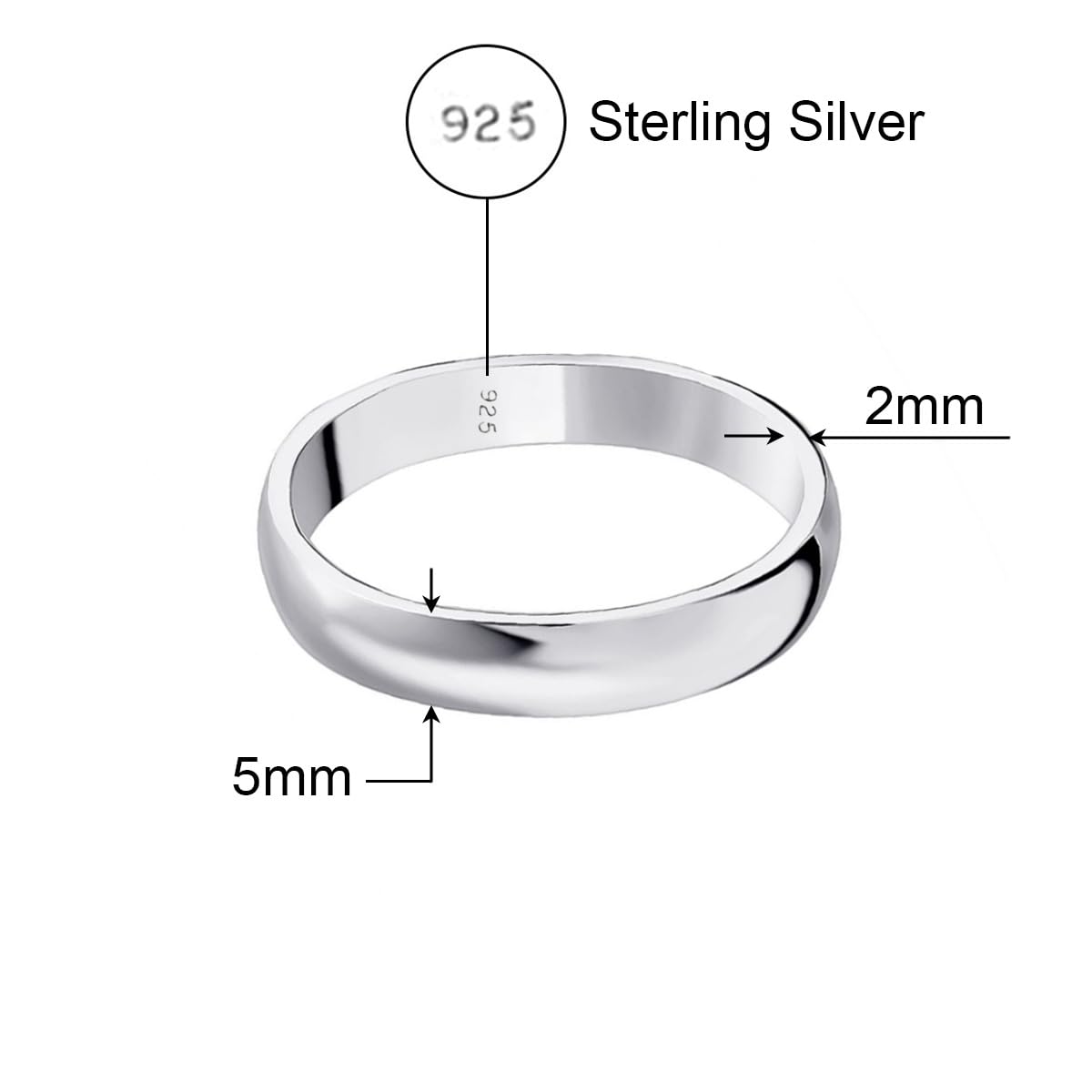 Savlano 925 Sterling Silver 5MM Half - Round Wedding Band Ring for Women and Men Comes in 5-14 Sizes with Gift Box - Made in Italy (11)