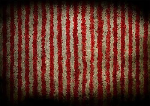 BELECO 6x4ft Fabric Evil Halloween Circus Backdrop for Photography Circus Carnival Bloody Red and White Stripes Scary Blood Splatter Party Decor Clown Banner Halloween Background Photo Studio Props - size: 6x4FT