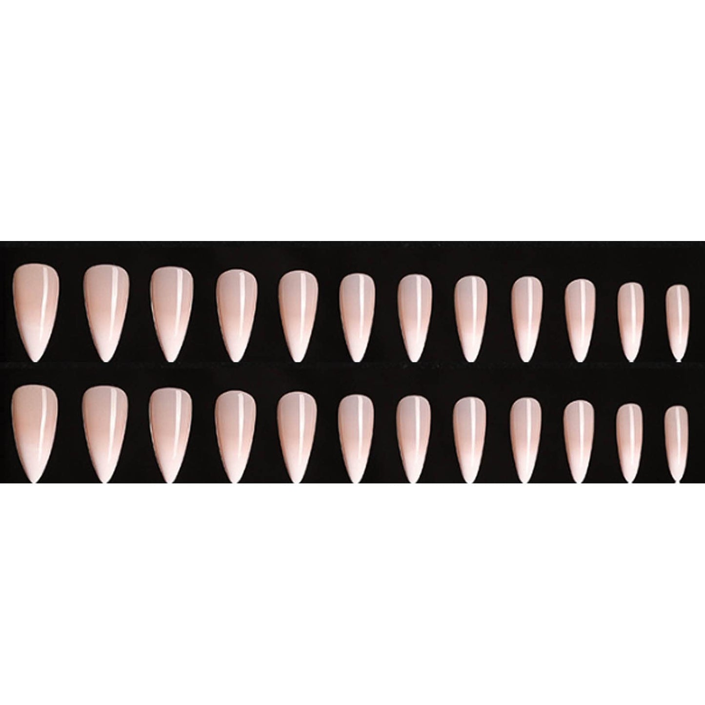 Hkanlre Bling Coffin Press on Nails Fake Nails Tips Full Cover Medium False Gradient Nails for Women and Girls 24PCS (Nude almond)