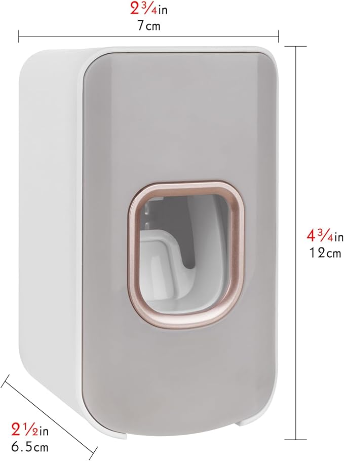2 Slot Toothbrush Holder and Toothpaste Dispenser Wall Mounted, Automatic Toothpaste Squeezer, 2 in 1 Tooth Brush Toothpaste Organizer for Shower (Light Grey 2pack)