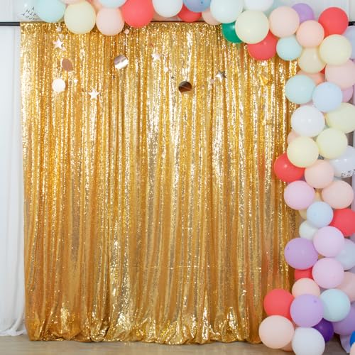 ShinyBeauty Gold Sequin Backdrop 5FTx7FT Photo Backdrop Shimmer Wall Sparkle Birthday Party Background - color: Gold, size: 5FTx7FT