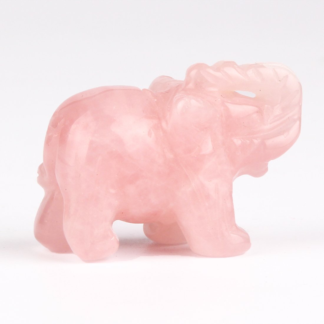 Natural Rose Quartz Elephant Statue Crafts Healing Crystal Stone Carved Figurine Chakra Reiki (Rose Quartz)