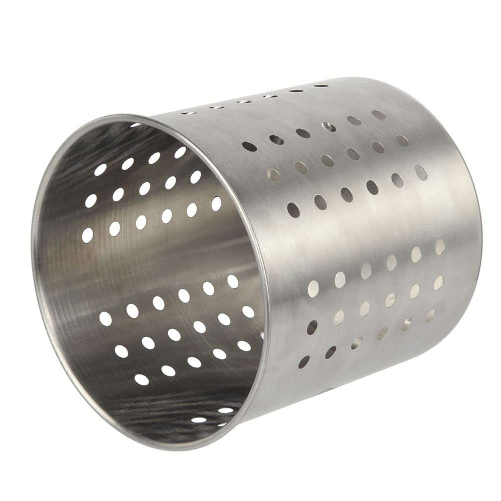Saiveina Stainless Steel Utensil Holder Kitchen Holder Restaurant Cooking Utensil Holder for Forks Spatula, 5.3'' x 5.1" Round Utensil Organizer