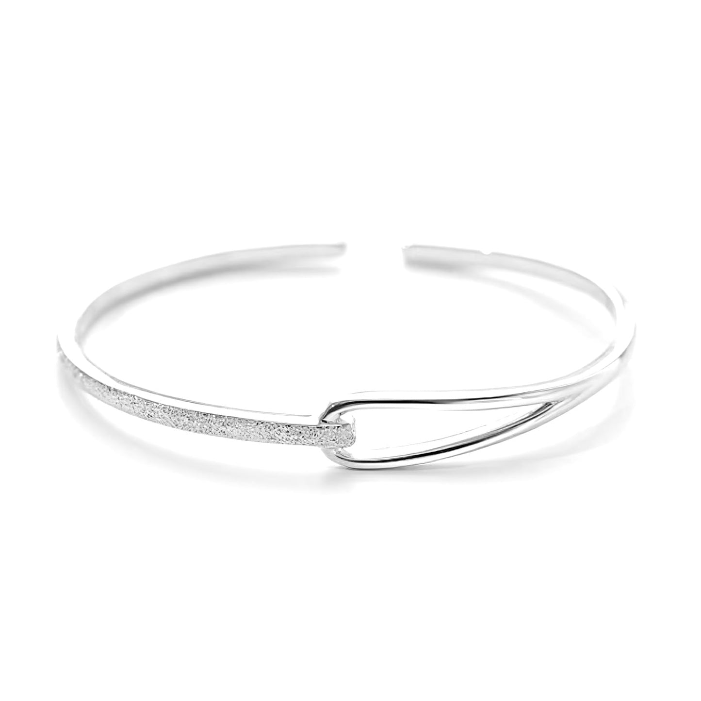 Handmade 925 Sterling Silver Bangle Bracelet For Women Dual Layered Bangles Hollow Bangle Bracelets Hammered Bangle Open Adjustable Cuff Bangle Bracelets For Women Stackable Wrap Bangle Bracelets Gift