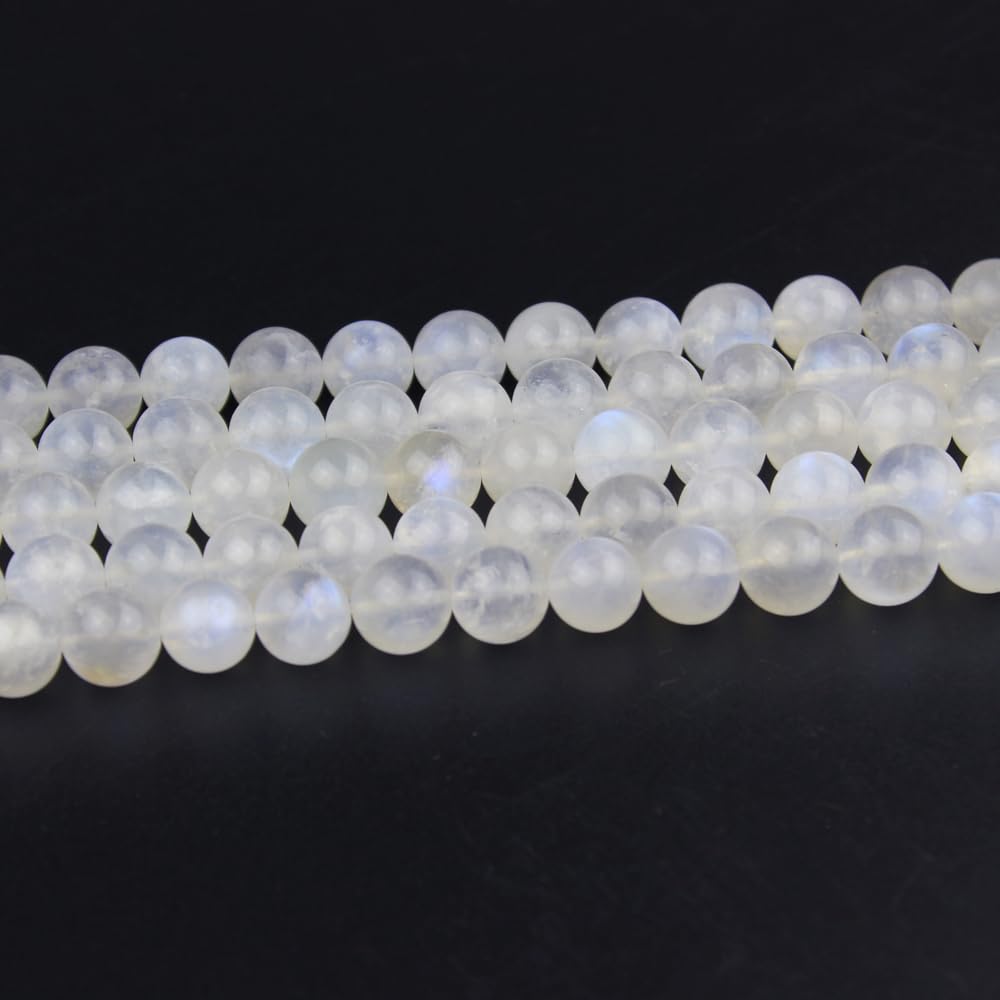 MJDCB Natural Round Stone Beads 6mm Blue Moonstone Loose Gemstone Beads for Jewelry Making Bracelet Necklace 60pcs