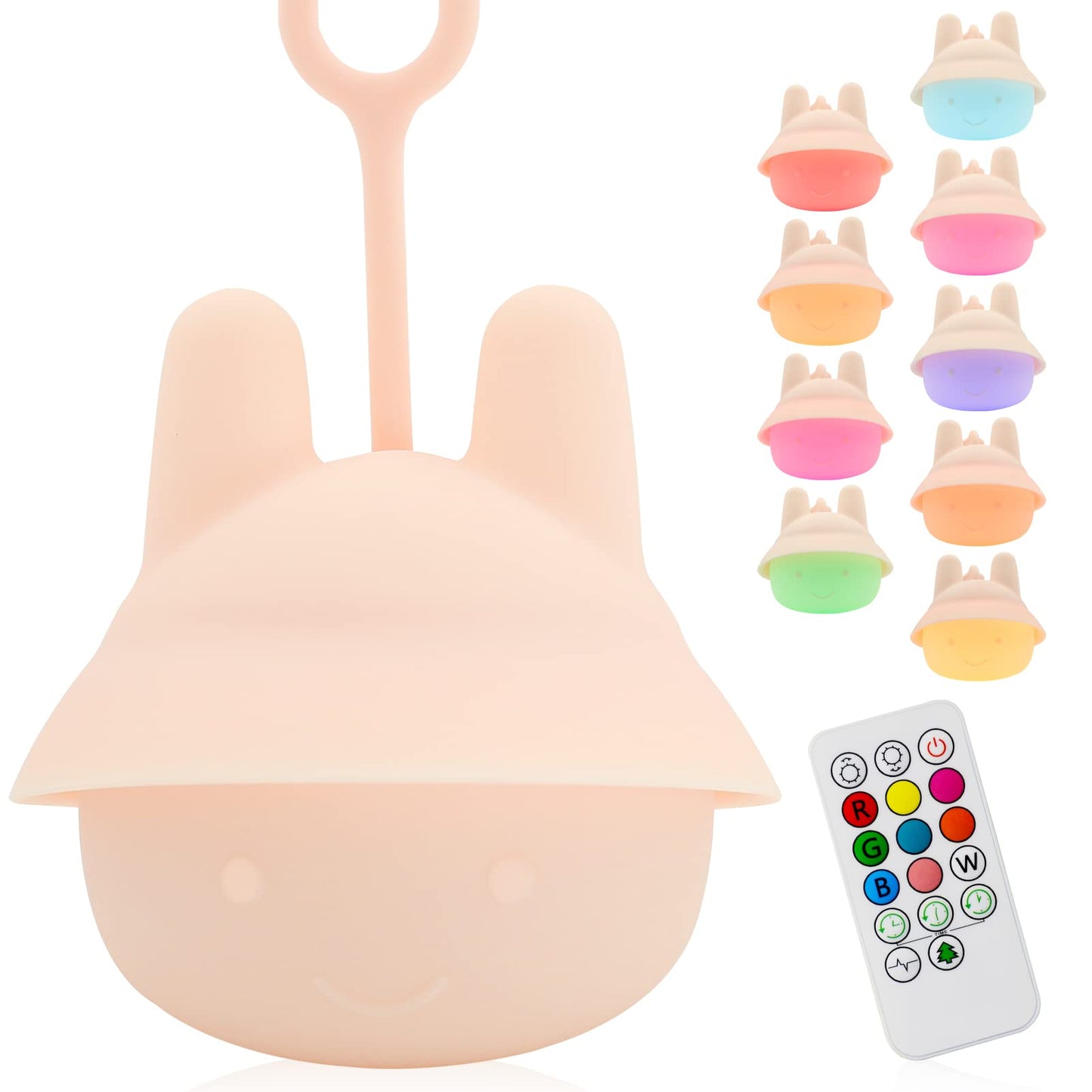 Baby Night Light for Car Seat- Dimming Function 9 Colors Changing Eye Caring Portable Rechargeable & Timing Bedside Lamp Light Up Toddler Bed Room Travel Essentials Squishy Silicone Infant BPA Free