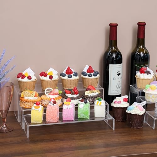 Yieach Large Clear Acrylic Risers Display Stands,6 Pcs Rectangular Display Risers for Funko Pop,Figures,Food,Showcase Collectibles Display Shelf,Retail Desktop Risers Display Stand and Decoration