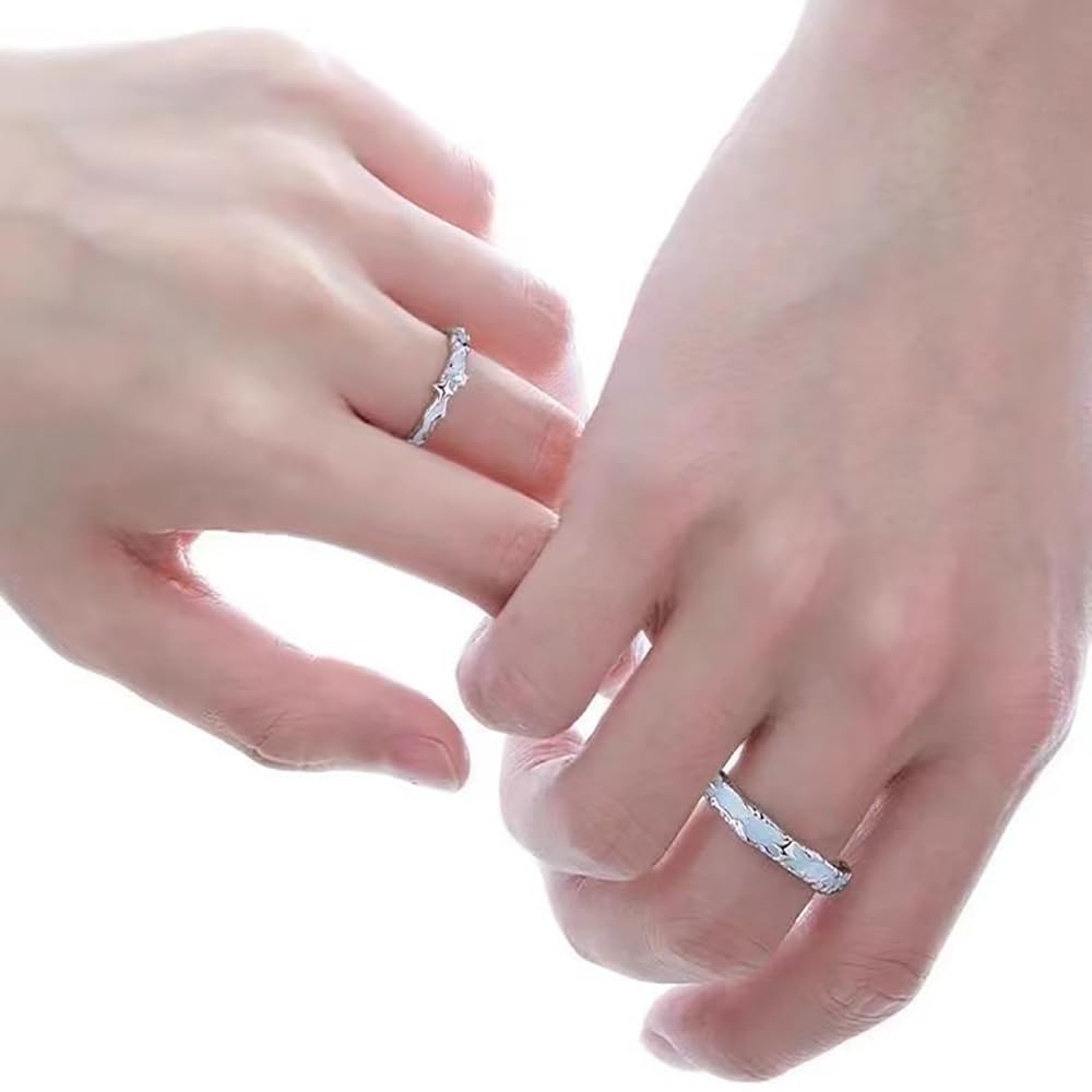 DIOWUS Lymphatic Magtherapy Luminous Ring For Men Women, Titanium Ion Therapy Acupuncture Unclog Bloodstream Lymph Nodes Light Up Hope Adjustable Finger Ring Jewelry Gift For Couple (star for men)