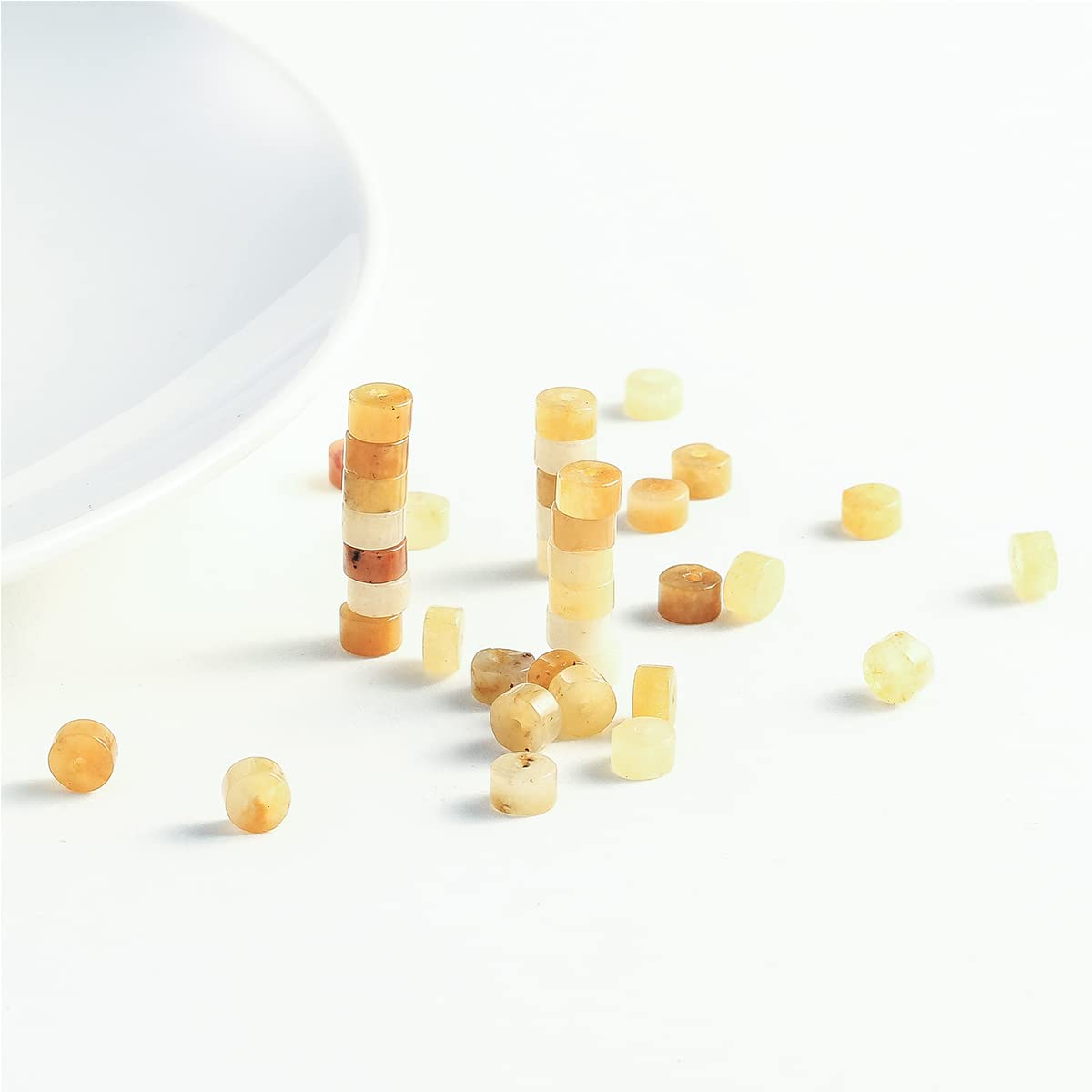 Natural Yellow Jade Stone Spacer Beads 6x3mm 38cm/str Flat Round Loose Semi Gemstone Caps for Making Bracelets Necklace