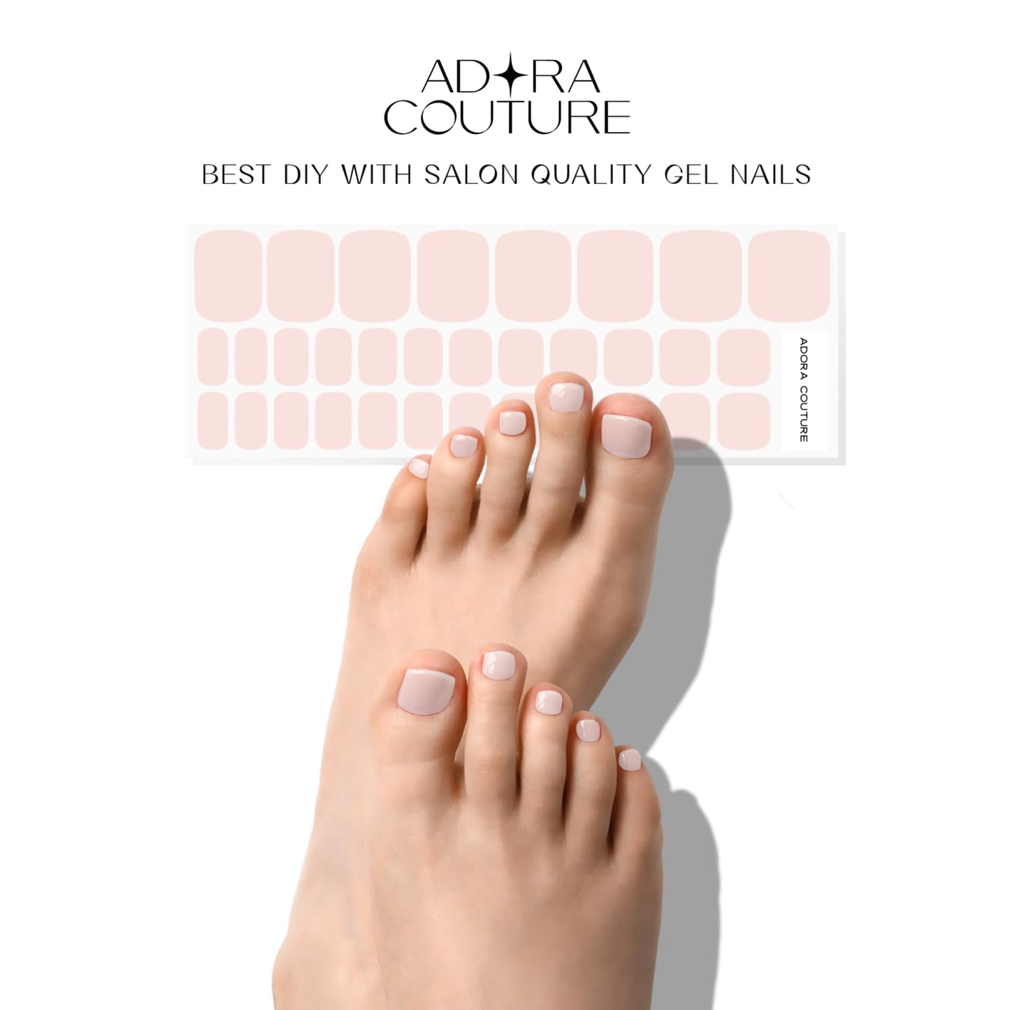 Semi Cured Gel Nail Strips – 32 Pcs Gel Pedicure Stickers - UV Nail Wraps for Toenails, Easy Application, Long Lasting, Salon Quality & UV Light Required - Sheer Blush P