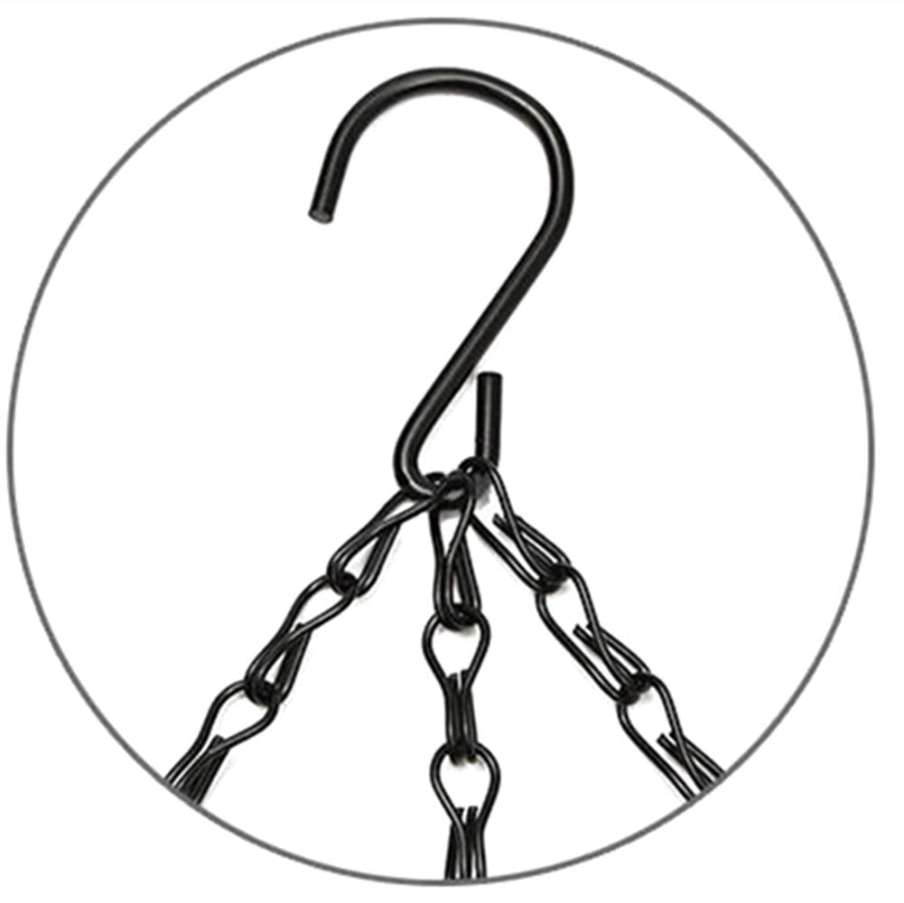 WINCSPACE Black Hanging Basket Chains 3 Leads Flower Plant Pot Replacement Chain with Hooks Hanger for Bird Feeders, Planters, Lanterns and Ornaments 5 Pack Choose Length (16inch)