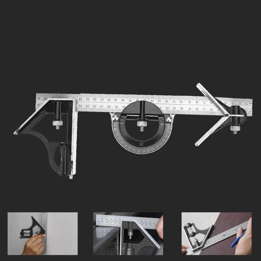 Stainless steel t square ruler Adjustable sliding combination Square Square Ruler & Protractor Level Measure Measuring Set 4-Piece 12" 4R Combination Square