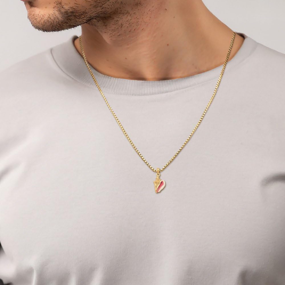 IceCarats 14K Solid Yellow Gold Medium Conch Shell Pendant Necklace 22mm 7/8 inch 3d Sculpted, Polished, Textured for him