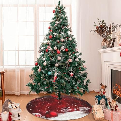Christmas Tree Skirt Christmas Red Ball Winter 36 Inch for Xmas New Year Nightmare Before Christmas Decorations Lobby Home