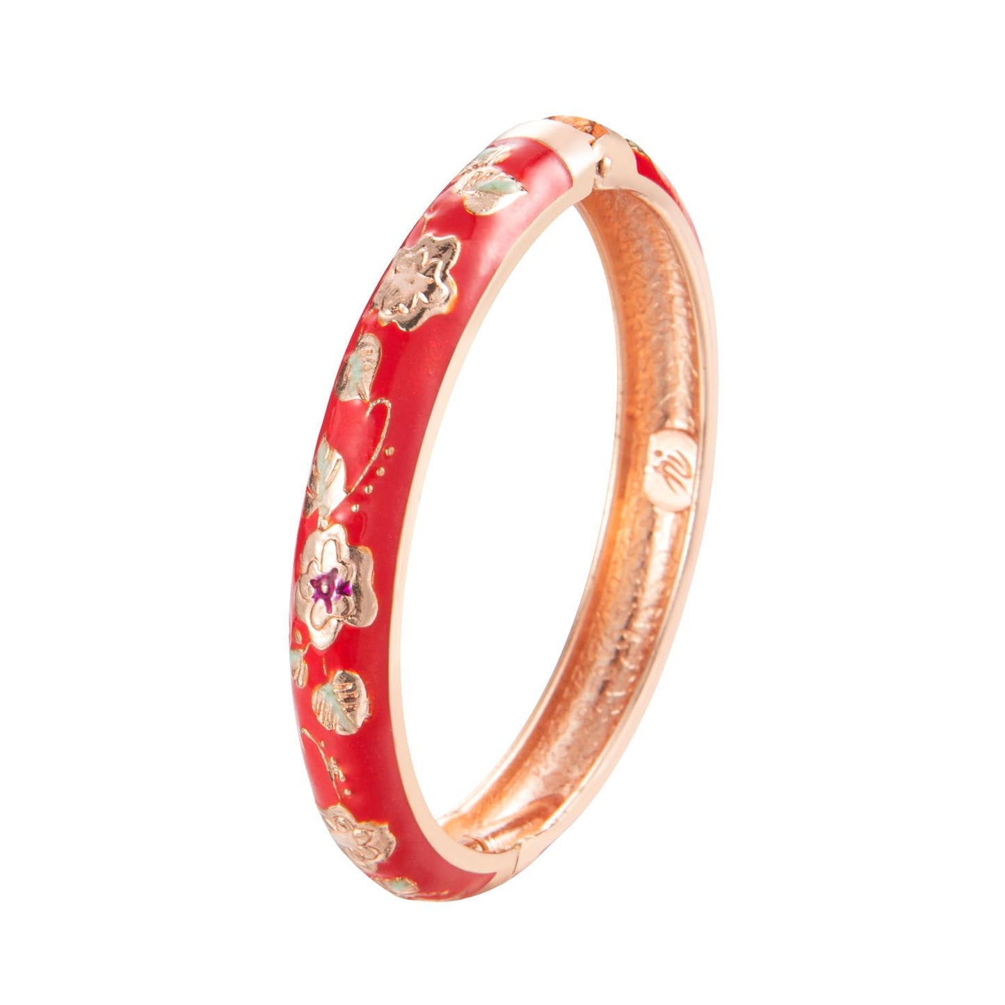 UJOY Bangles 5 Pcs Enamel Jewelry Set Rose Gold Flower Engraved Cloisonne Bracelets Pack in a Box 5PCS-RD-1