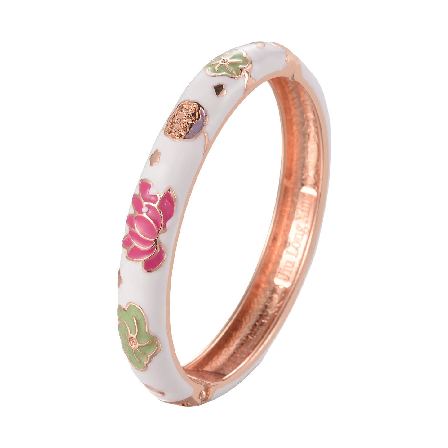 UJOY Flowers Bracelet Multi-Colors Cloisonne Wedding Jewelry Gift Women Enameled Bangles Opening Hinged 55A35 White