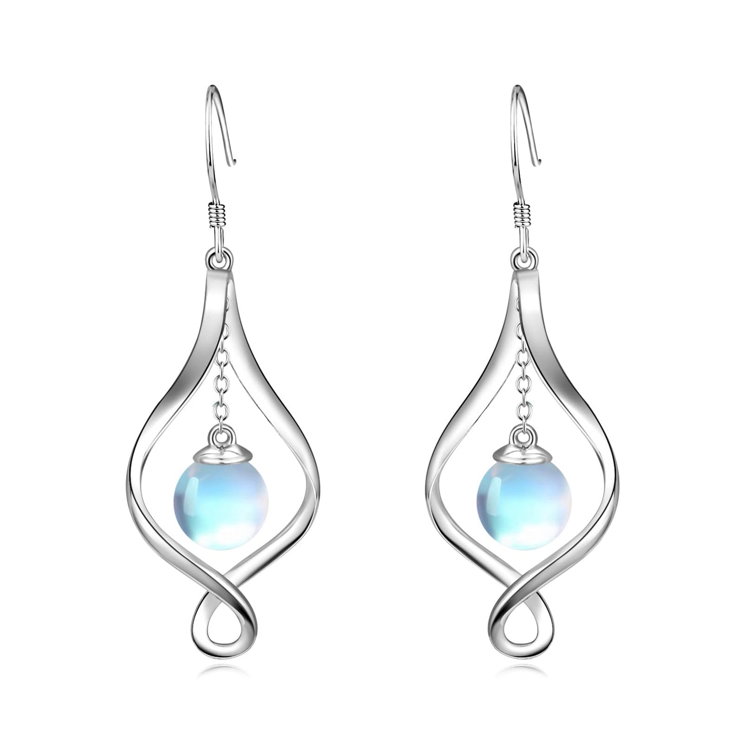 Moonstone Earrings Sterling Silver Moonstone Ball Dangle Earrings Dangling Jewelry Gifts for Women