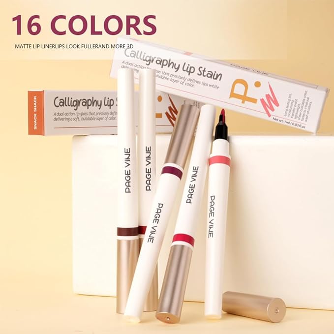 Matte Calligraphy Liquid Lip Liner Lipstick Pencil, Dark Purple Long-Lasting Transfer-Proof Lip Stain Halloween Birthday Party Wear, Sheer Buildable Color, Fades to a Natural Wash of Colors
