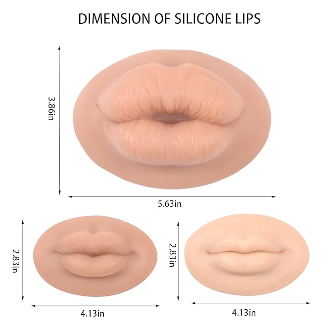3D Silicone Fake Lips Large with Lipstick for Makeup Tattoo Practice Realistic Artificial Lip Mannequin for Beginners Artists (Charming Smiling Lip,Ivory White)