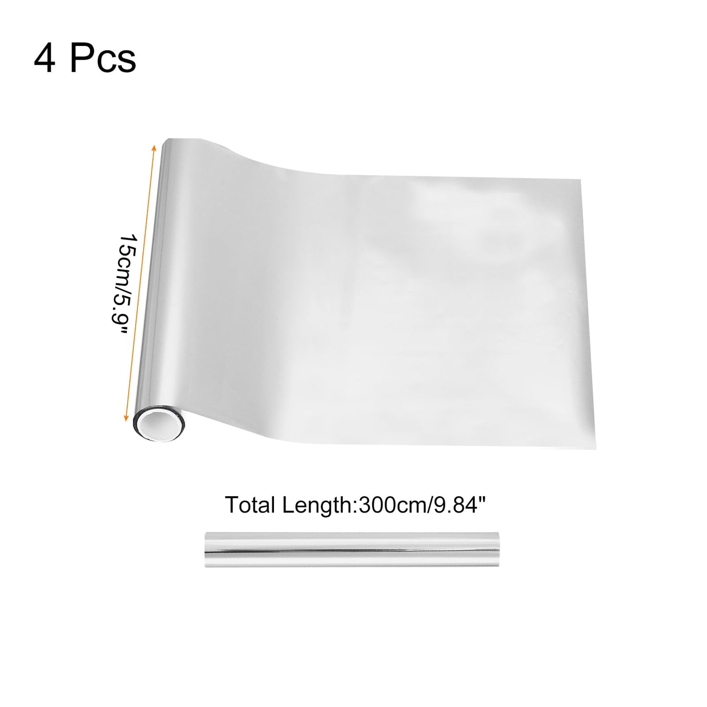 MECCANIXITY 4 Pcs Toner Reactive Foil,Metallic Transfer Hot Foil Roll 5.9" x 9.84ft Deco Foil Transfer Sheets Paper for Hot Foil Pen Scrapbooking Heat Transfer DIY Craft,Silver