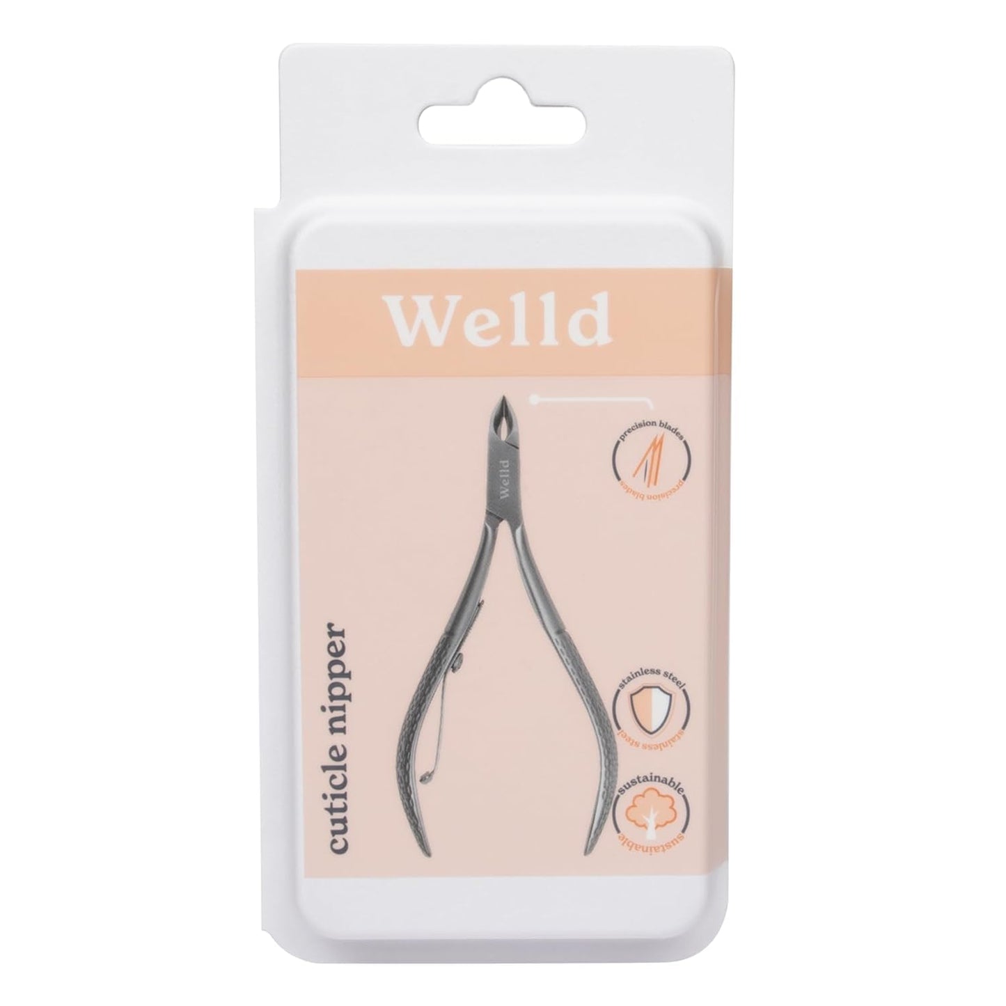 Welld Cuticle Nipper, Professional Trim Cuticles and Hangnails, Easy to Control for Precision Grooming, Ultra Sharp, Angled Stainless Steel Blades, Wide Opening, Manicure & Pedicure Tool, 1 Count
