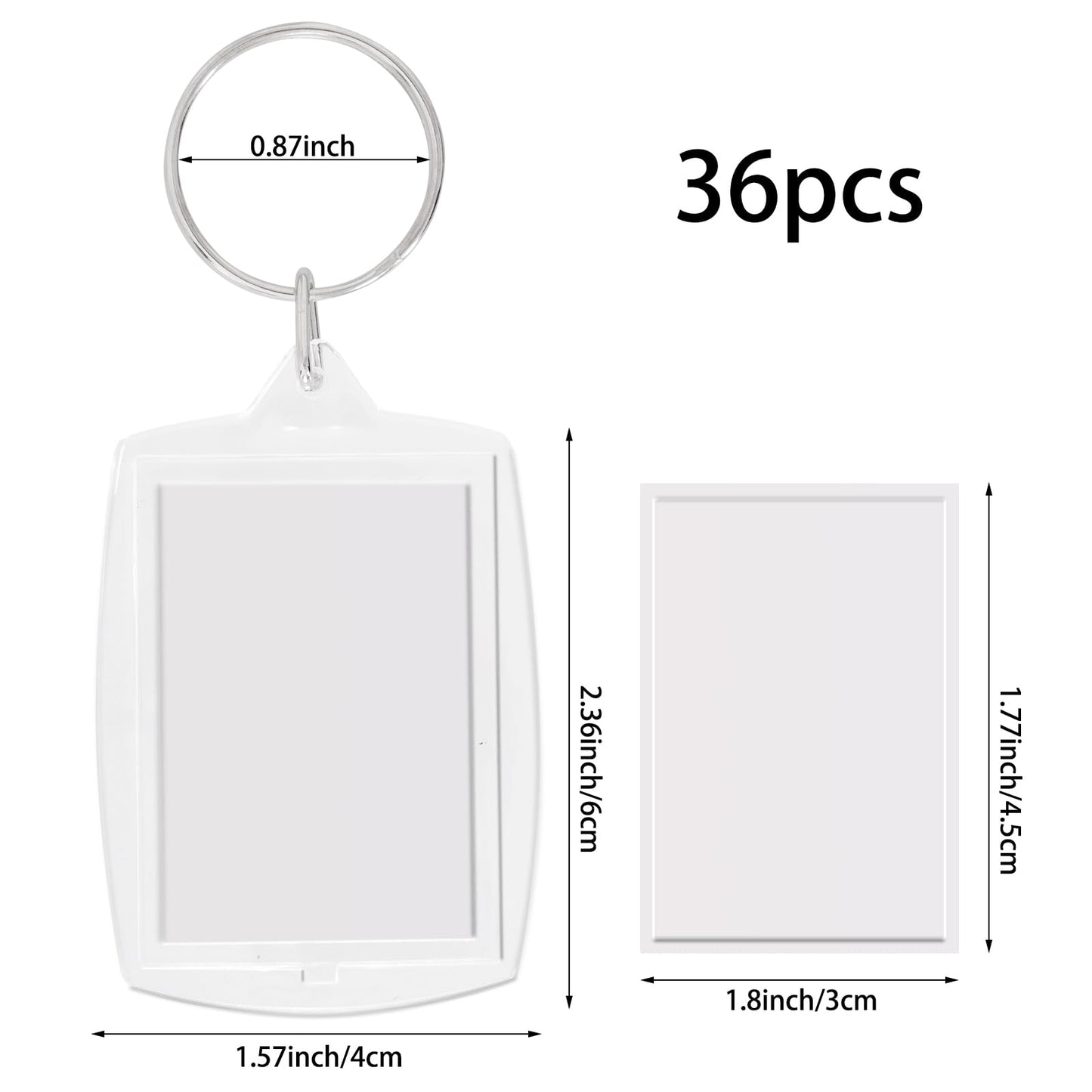 hoyuwak 36Pcs 2.16x1.8 Inch Acrylic Photo Keychains – Clear Blank Picture Frame Keyrings for Custom Photos & Gifts (36)