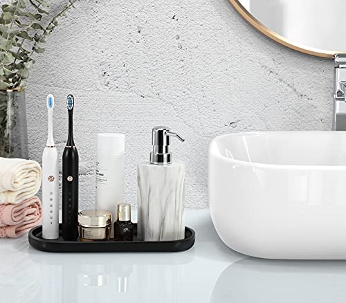 Luxspire Bathroom Vanity Tray, Oval Soap Dispenser Tray, 10" Kitchen Counter Trays, Handmade Resin Bathroom Tray for Counter, Toilet Tank Tray, Trinket Tray for Perfume Jewelry, Small, Matte Black - color: Matte Black, style: Small