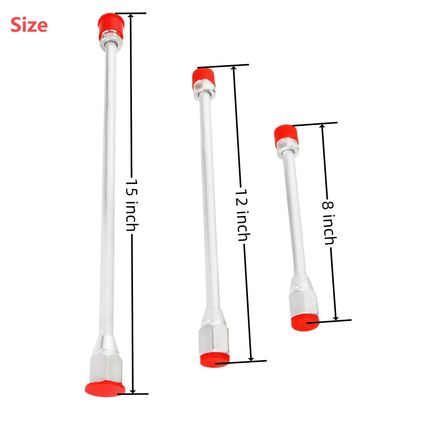 3 Packs Airless Paint Sprayer Extension Wands (8/12/15 inch) with Red Guard | Universal Fit for Graco, Wagner & Titan Sprayers | Durable Multi-Size Painting Pole Kit