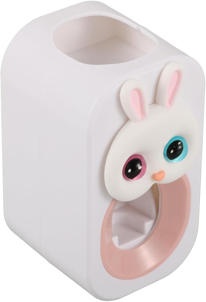 Cartoon Bunny Wall Mounted Toothpaste Dispenser Practical Toothpaste Squeezer for Adorable Bathroom Toothbrush Holder Effort Saving Automatic Pump Tool