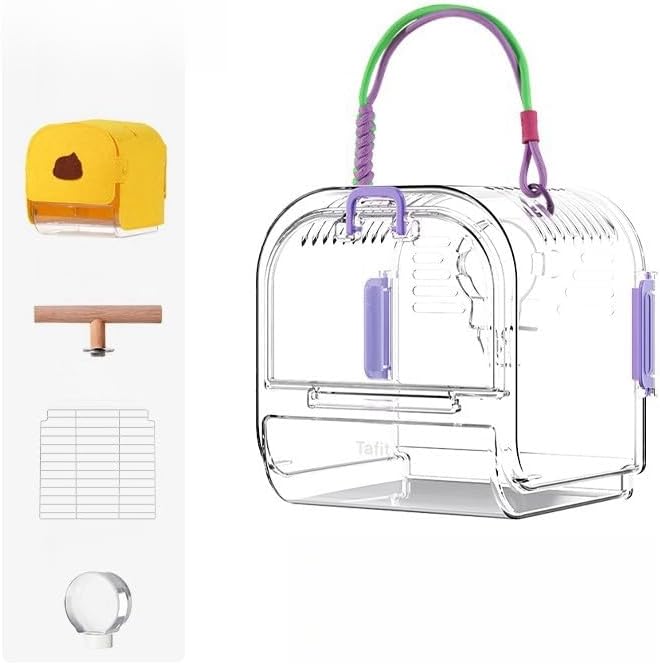 Portable Plastic Bird Cages Lightweight Waterproof Ventilated Travel Bird Cage for Pets Ideal for Outdoor Use Easy to Carry Bird Carrier Perfect for Small Birds and Budgies (Yellow)
