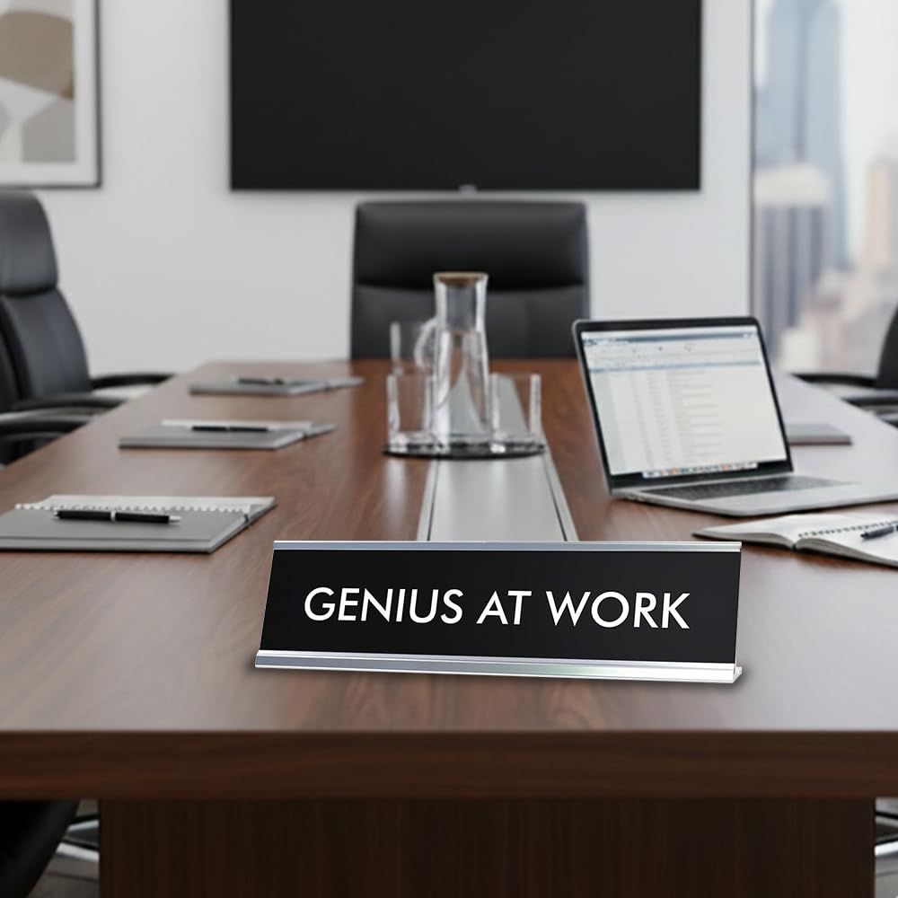 Signs ByLITA GENIUS AT WORK Novelty Desk Sign